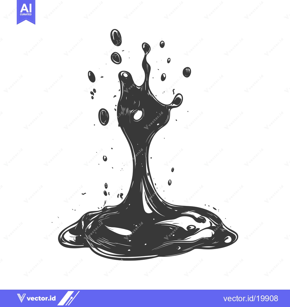 Premium Vector dari A Single Drop of Liquid Splashes and Creates a Large Pool