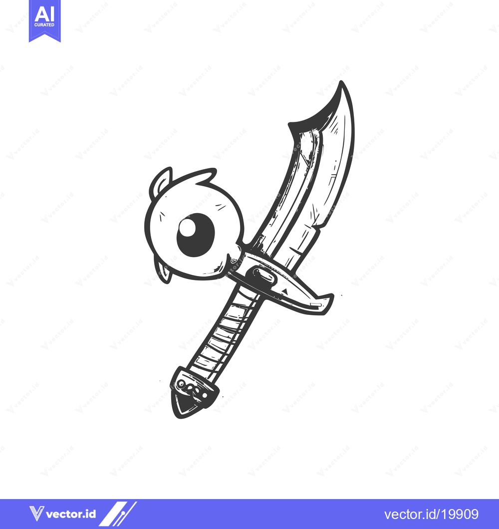 Premium Vector of A single eye with a sword impaled through it.