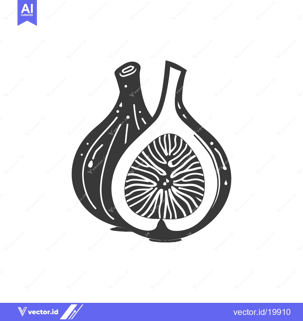 Premium Vector dari A Single Fig Fruit Cut In Half With Visible Seeds