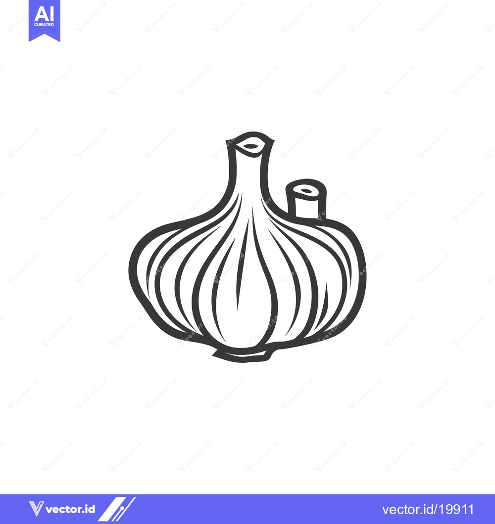 Premium Vector dari A Single Garlic Bulb Illustrated in Black and White