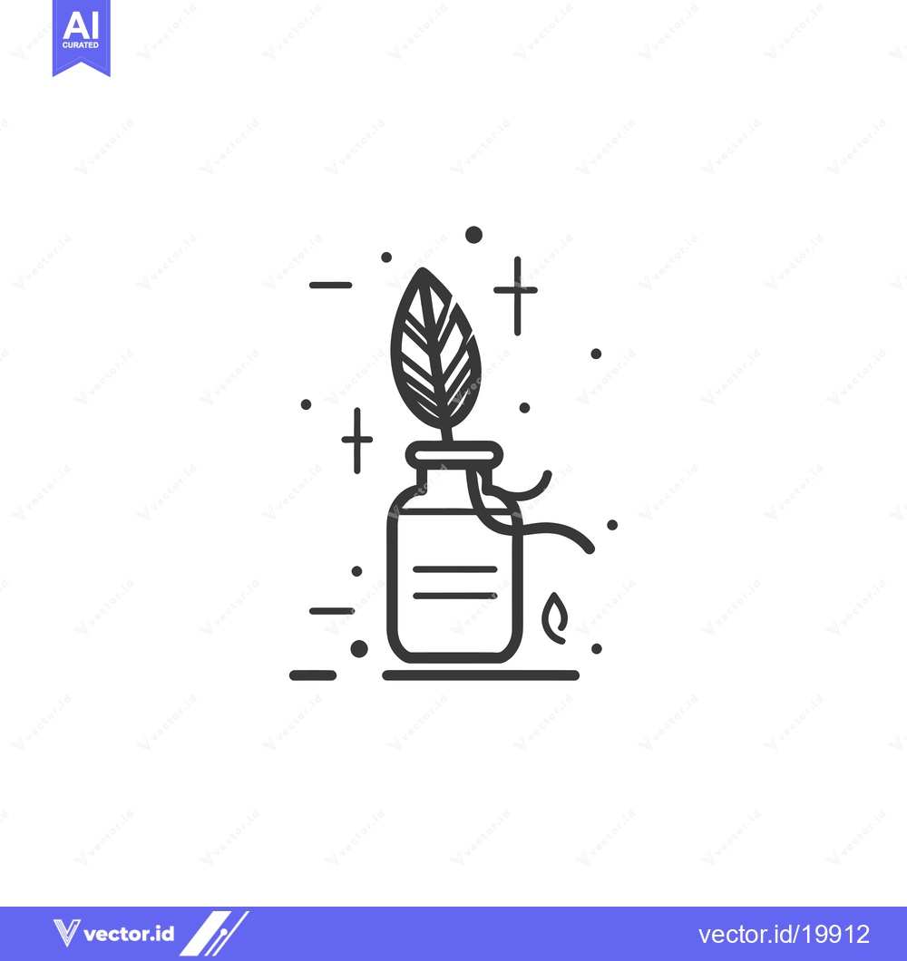 Premium Vector dari A Single Leaf in a Glass Bottle with a Line Design
