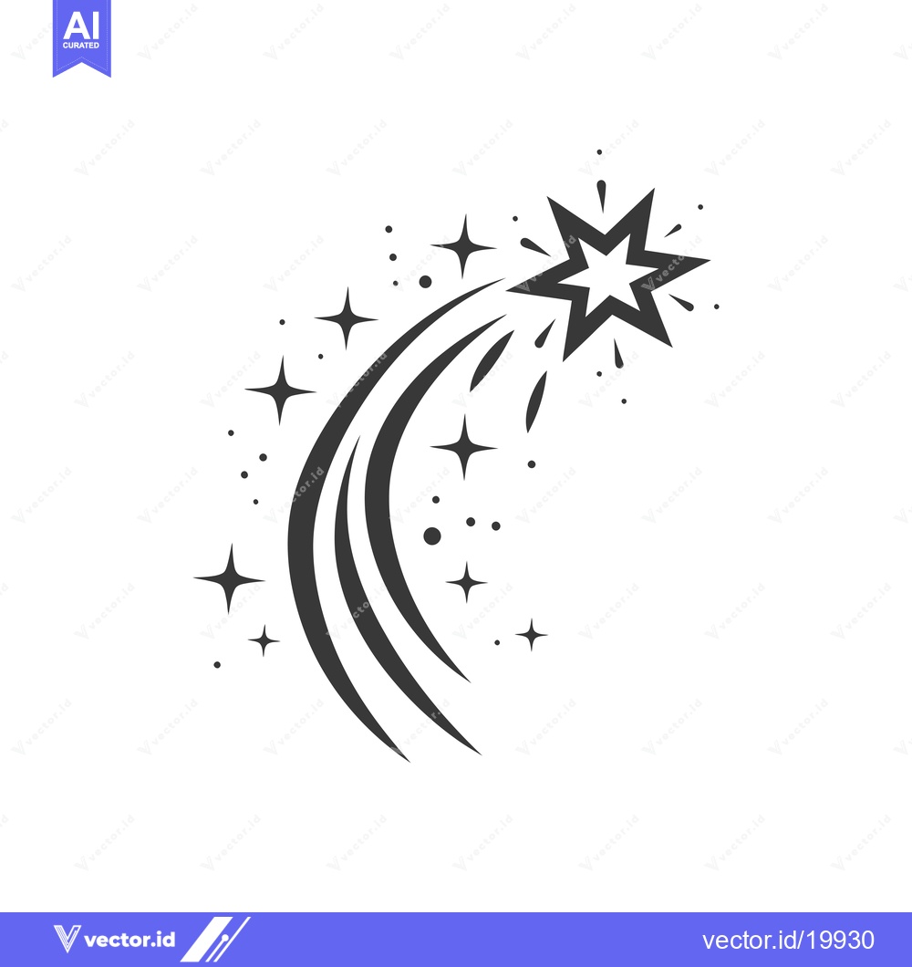 Premium Vector of A Single Shooting Star With A Long Tail Of Smaller Stars