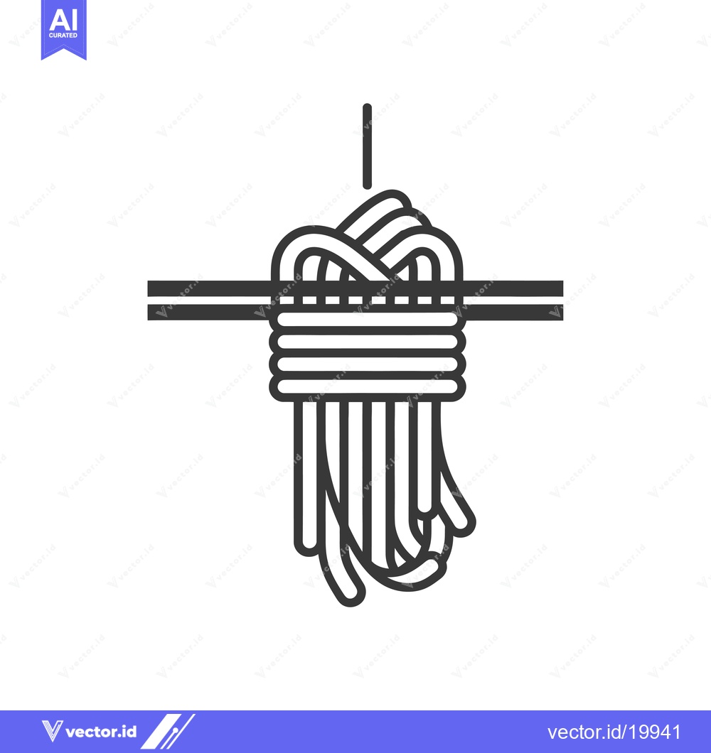 Premium Vector dari A single strand of rope tied in a knot and hanging from a horizontal b