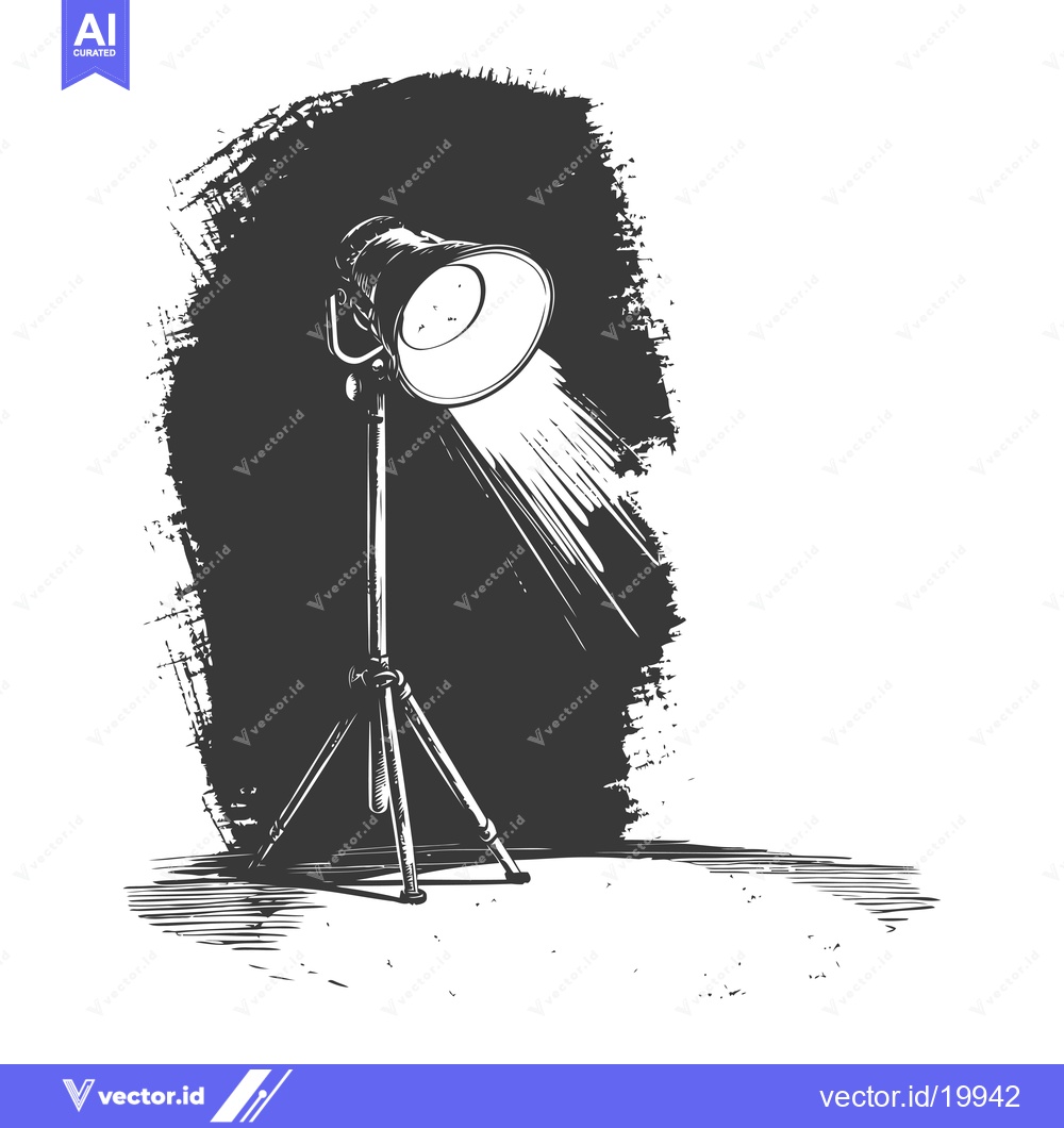 Premium Vector dari A Single Studio Light on a Tripod Casting a Beam of Light