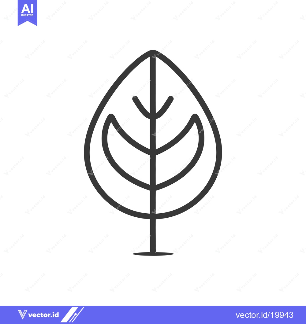Premium Vector dari A Single Stylized Leaf with Veins and a Stem