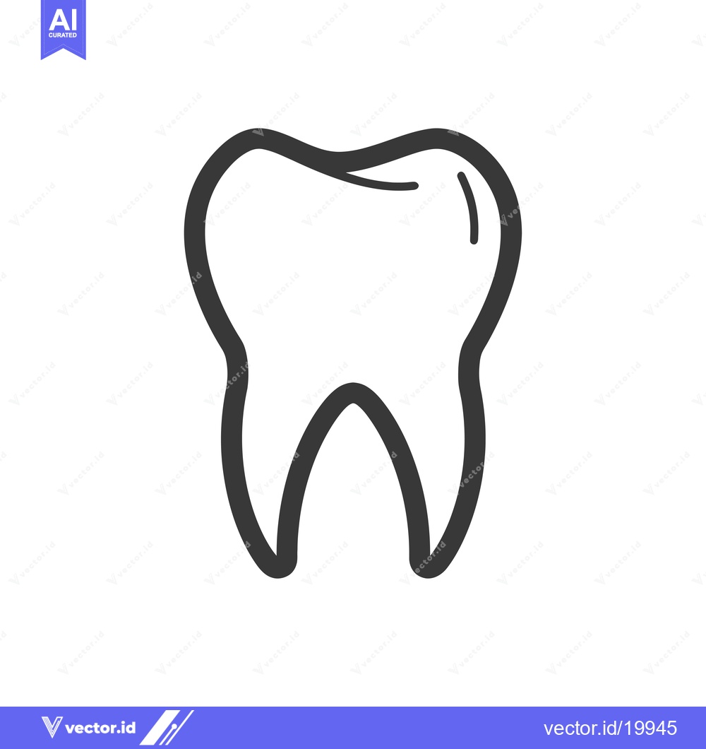 Premium Vector dari A single tooth outlined in black against a white background.