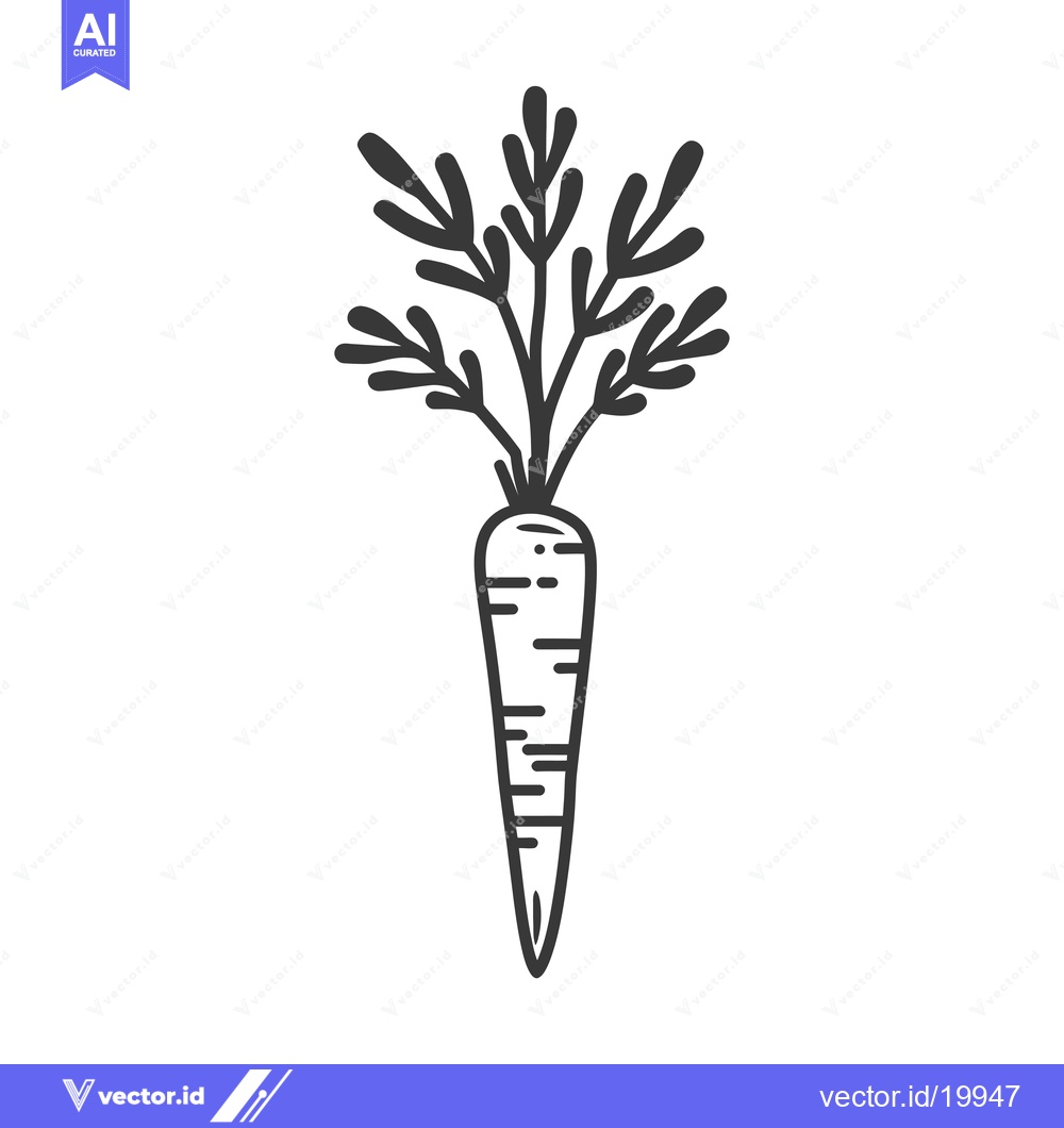 Premium Vector dari A single, whole carrot with its green leafy top