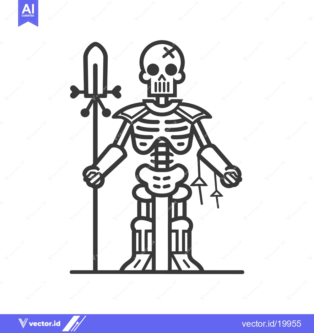 Premium Vector dari A Skeleton Warrior With A Spear and Armor