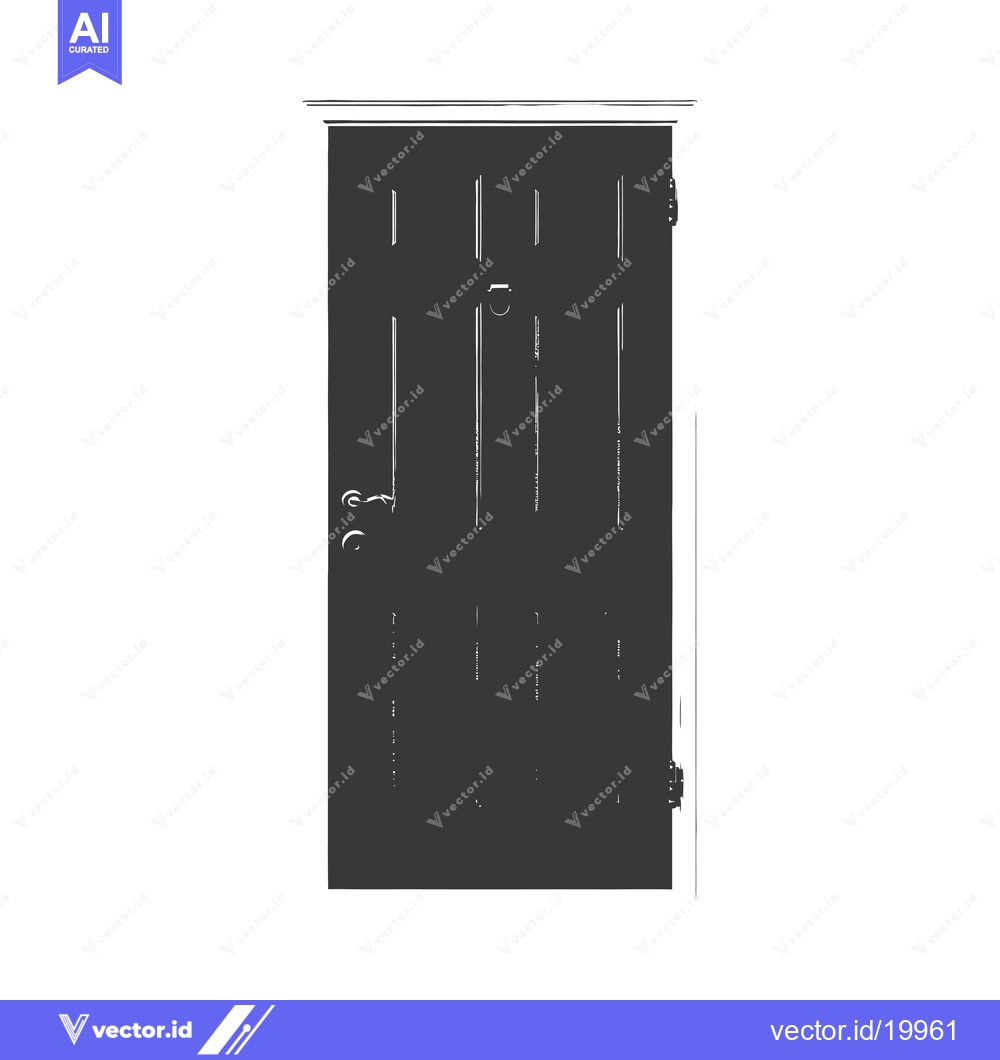 Premium Vector dari A Sketch of a Closed Wooden Door with a Doorknob