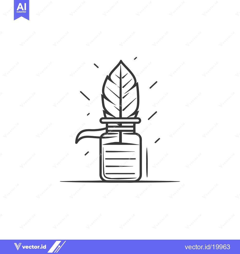 Premium Vector dari A Sketch of a Glass Jar with a Feather Inside