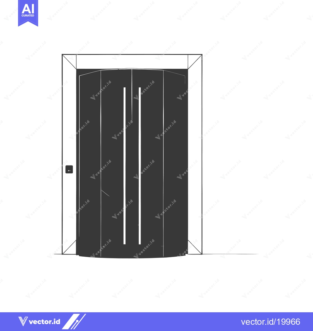 Premium Vector dari A Sketch of an Elevator Door with a Rounded Bottom