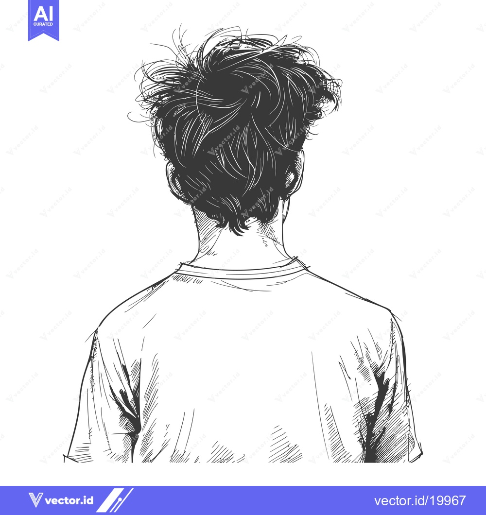 Premium Vector of A Sketch of a Person from Behind with Messy Hair