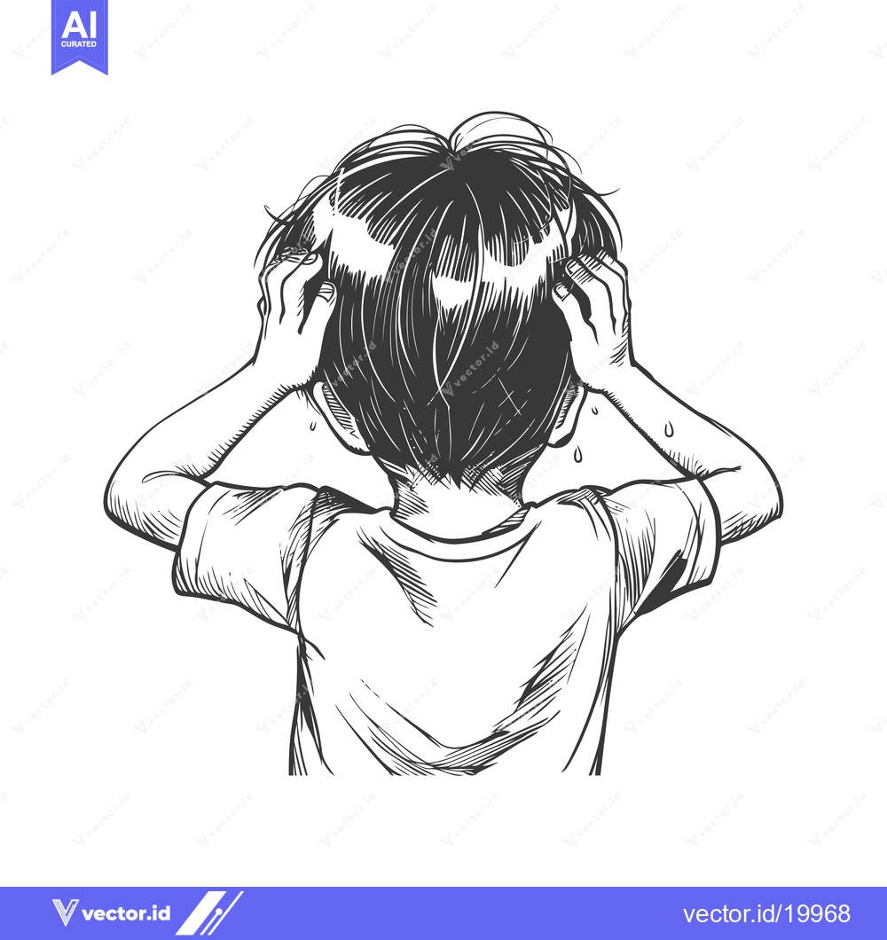 Premium Vector of A Sketch of a Person Scratching Their Head with a Worried Expression