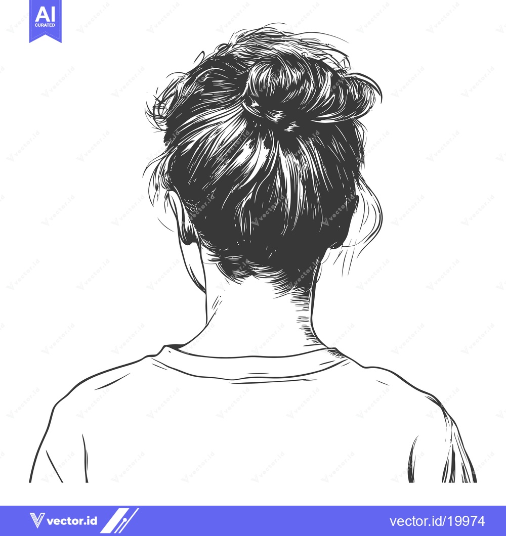 Premium Vector dari A Sketch of a Woman's Back with Hair in a Bun