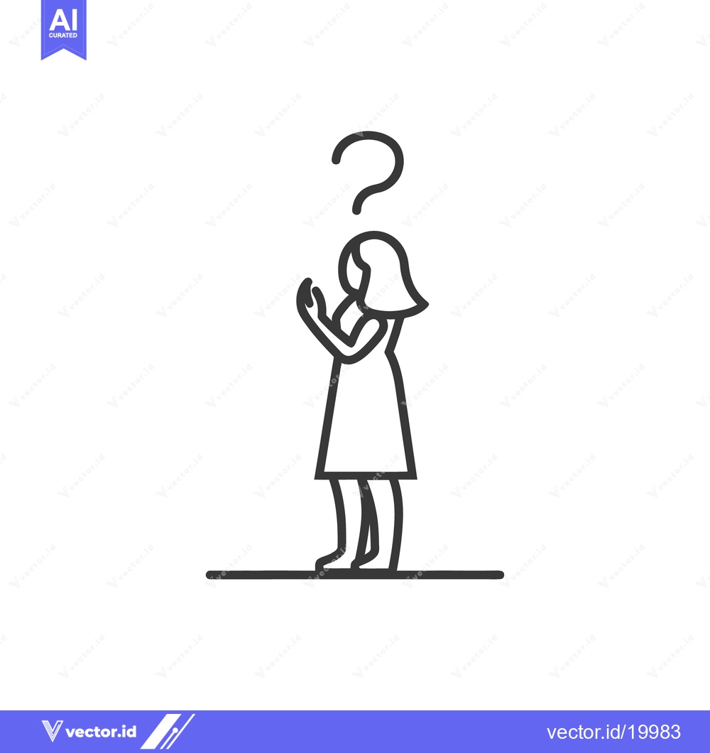 Premium Vector dari A woman appears to be contemplating a challenging question