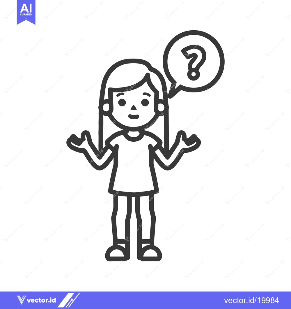 Premium Vector dari A cartoon girl is asking a question with a speech bubble