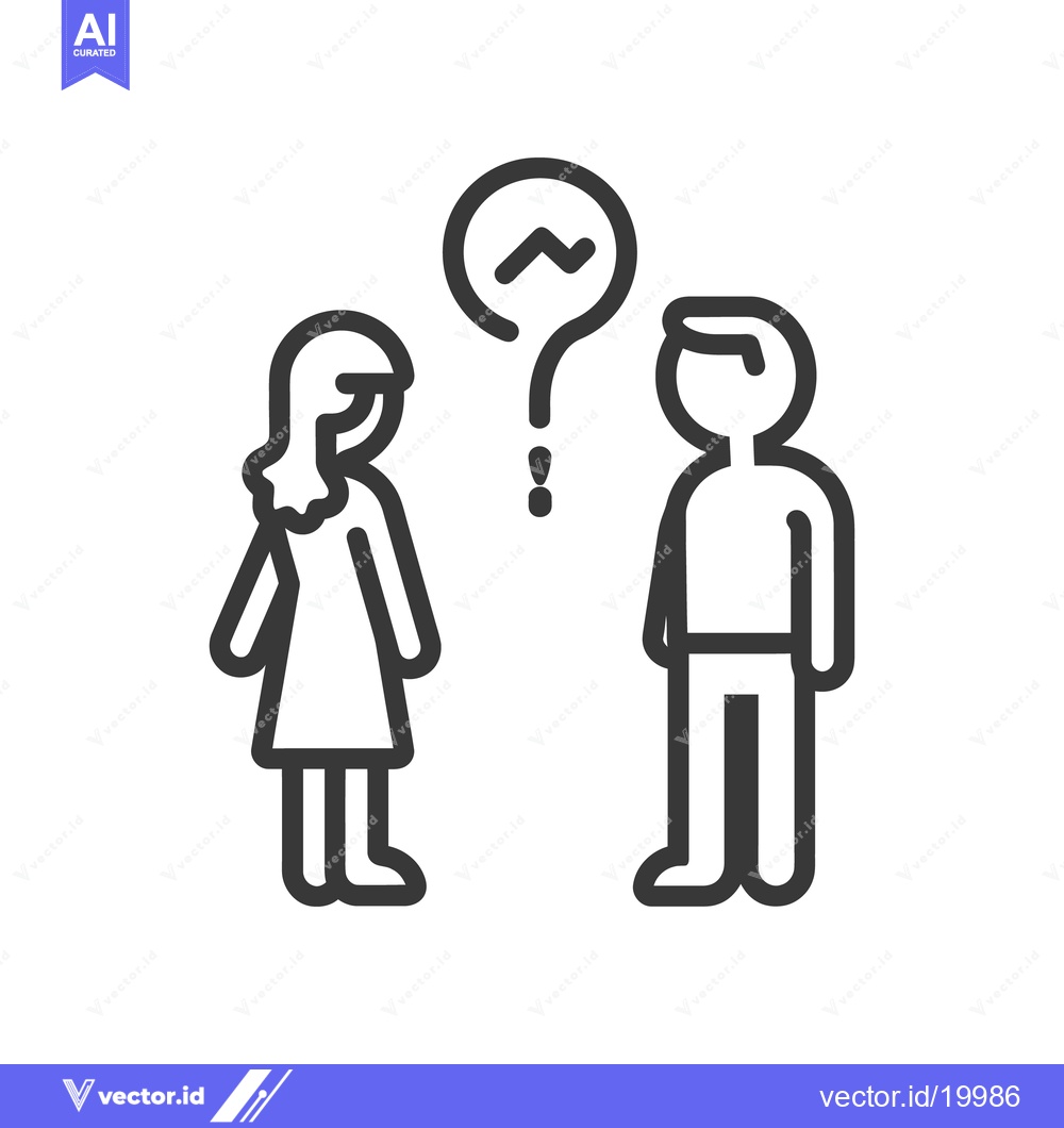Premium Vector dari Two simplistic human figures with a question mark symbol above