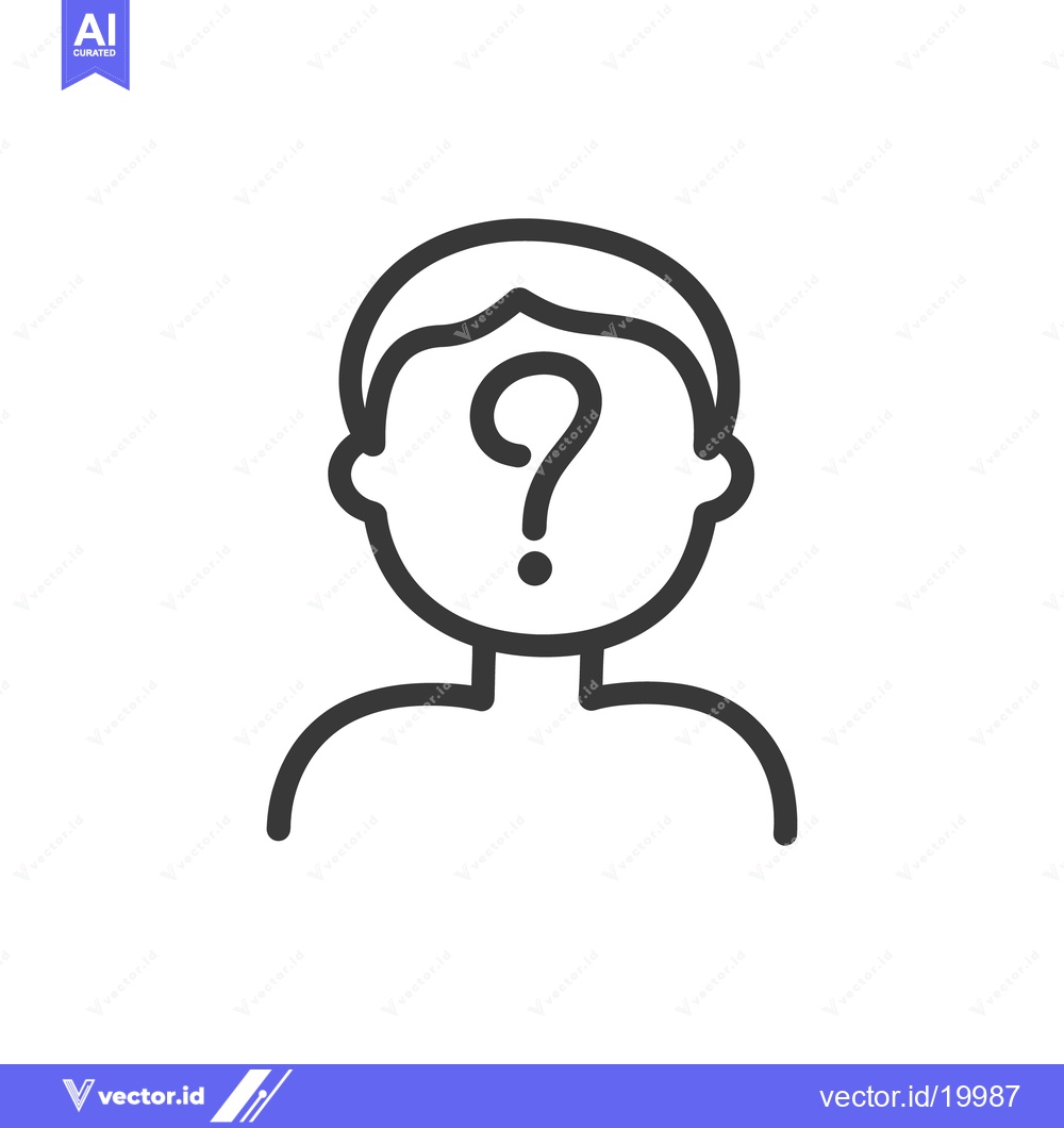 Premium Vector dari Simple line drawing of a human figure with a question mark