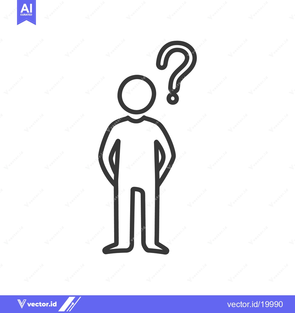 Premium Vector dari A simple line drawing depicting a person with a question mark