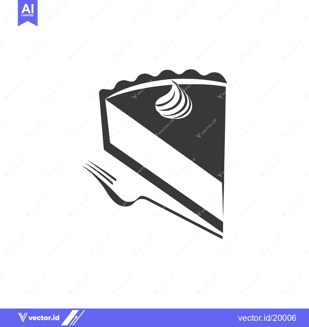 Premium Vector dari A Slice of Cake with Whipped Cream and a Fork