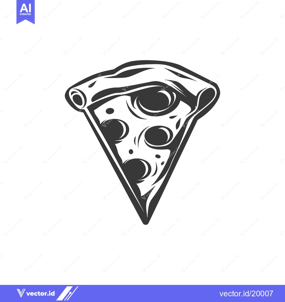 Premium Vector dari A Slice of Pepperoni Pizza with a Folded Crust