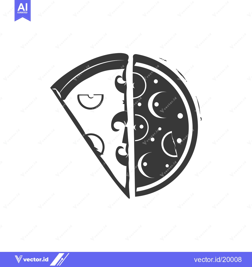 Premium Vector dari A Slice of Pizza and a Whole Pizza Side by Side