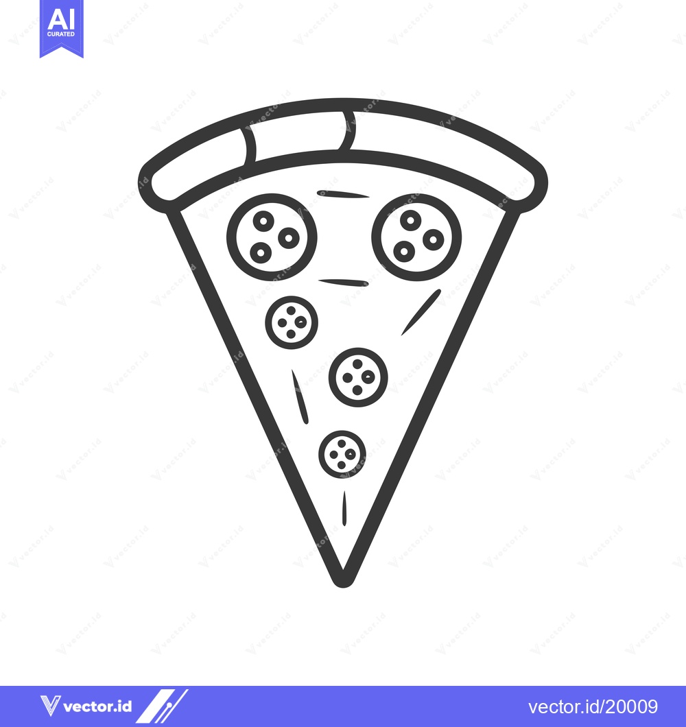 Premium Vector dari A Slice of Pizza with Pepperoni Toppings