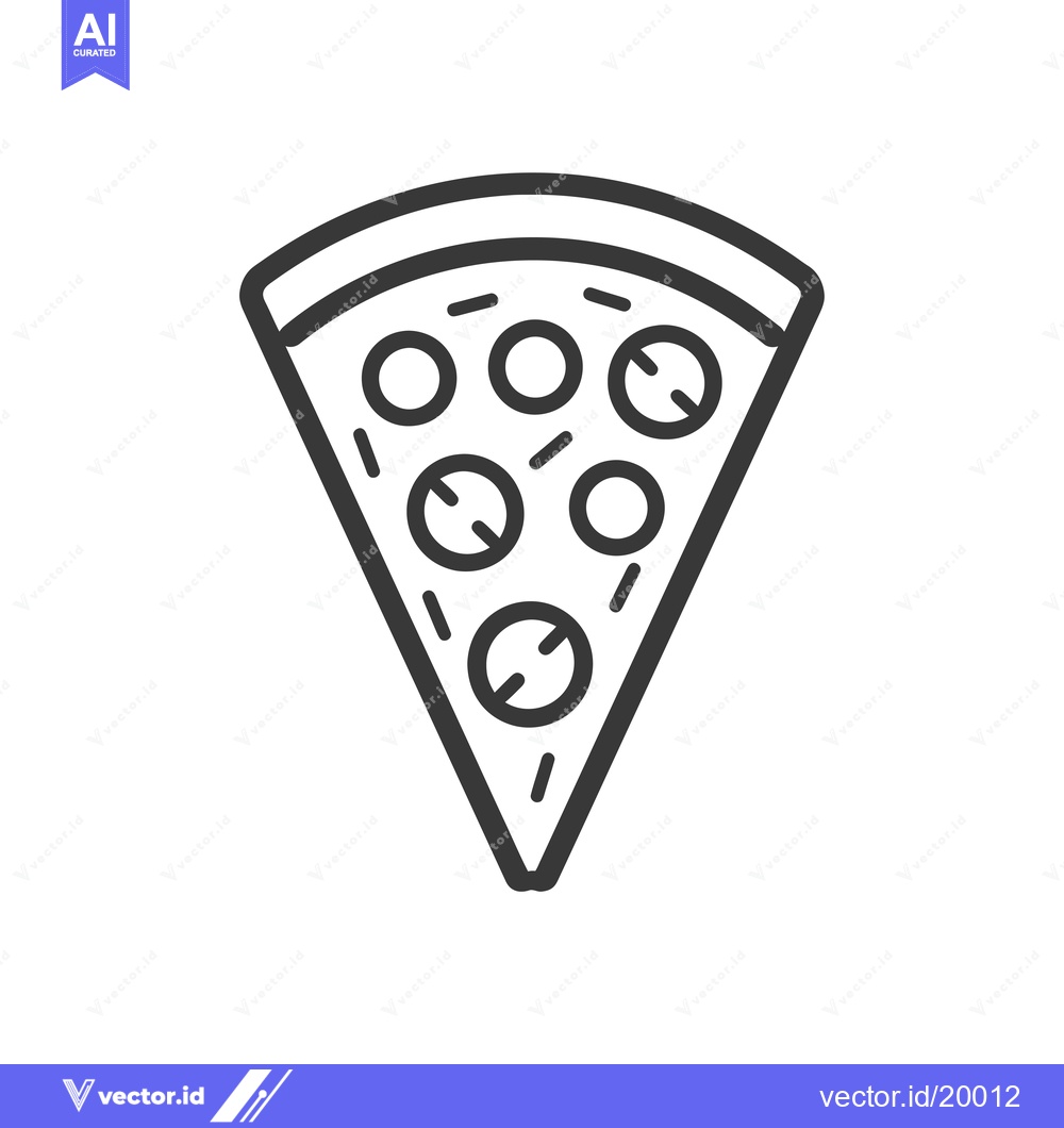 Premium Vector of A Slice of Pizza with Toppings Depicted by Outline