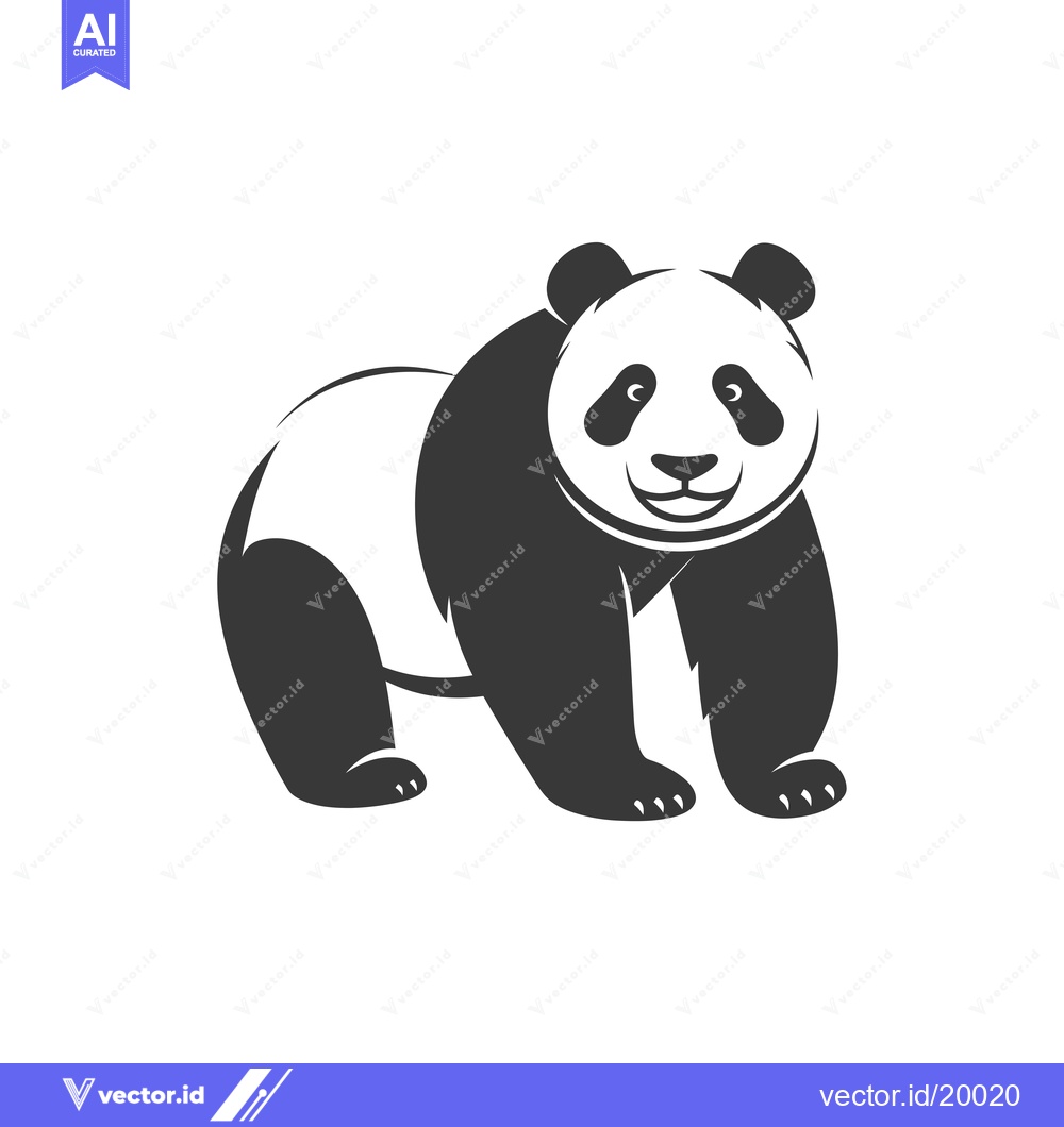 Premium Vector dari A Smiling Black and White Panda Bear Illustration