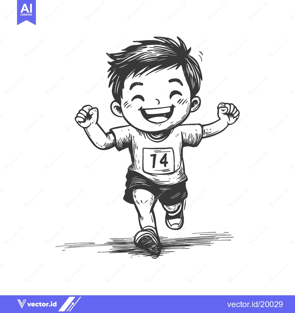 Premium Vector dari A Smiling Boy Running with Number 14 on His Shirt