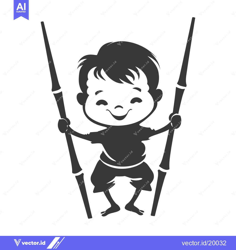 Premium Vector dari A Smiling Boy Walking on Stilts