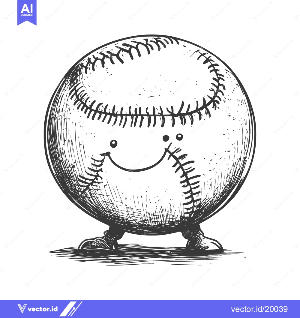 Premium Vector dari A Smiling Cartoon Baseball with Legs