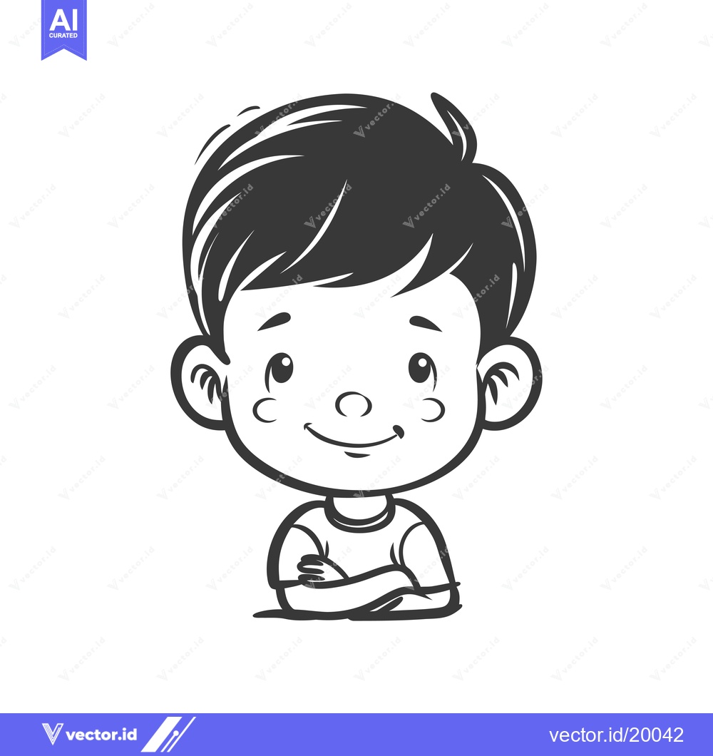 Premium Vector dari A smiling cartoon boy with short dark hair