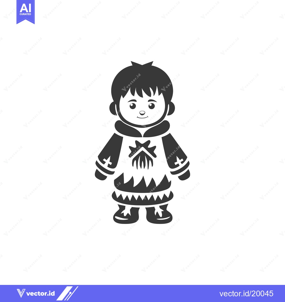 Premium Vector dari A smiling cartoon child wearing traditional Inuit clothing