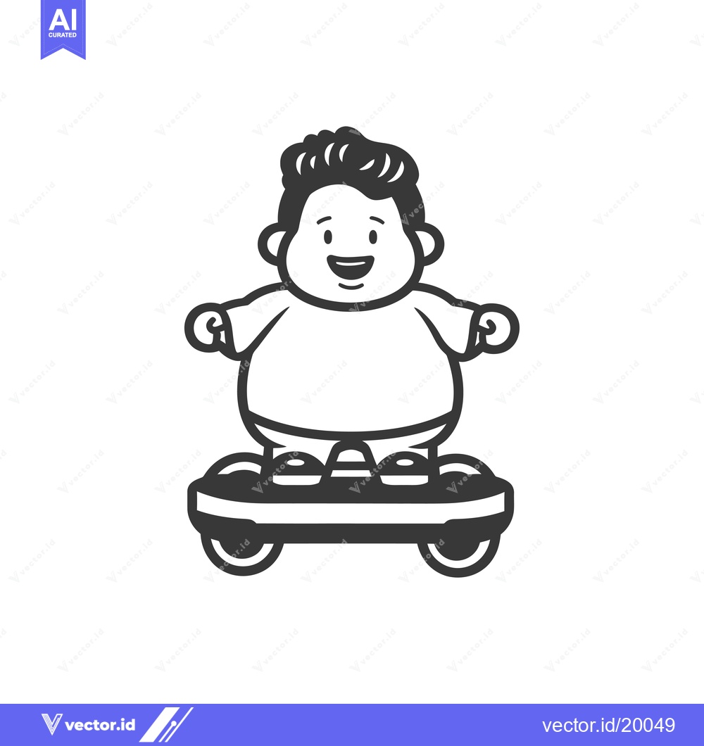 Premium Vector dari A smiling cartoon man riding a self-balancing scooter