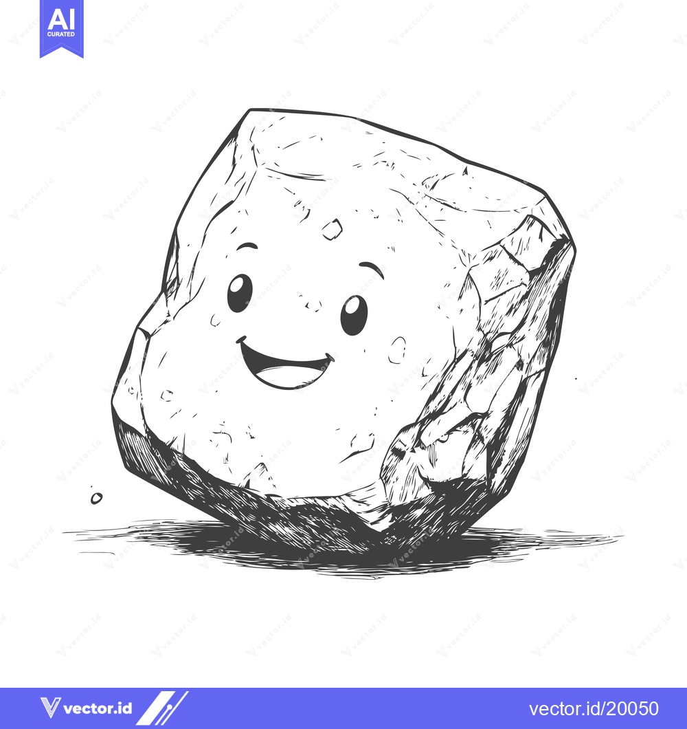 Premium Vector dari A Smiling Cartoon Rock with a Happy Expression