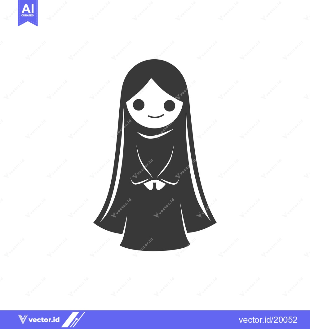 Premium Vector of A smiling cartoon woman wearing an abaya