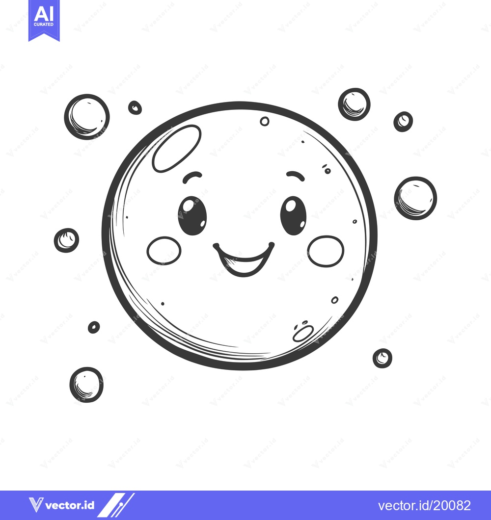 Premium Vector dari A Smiling Moon-like Object Surrounded by Small Circles