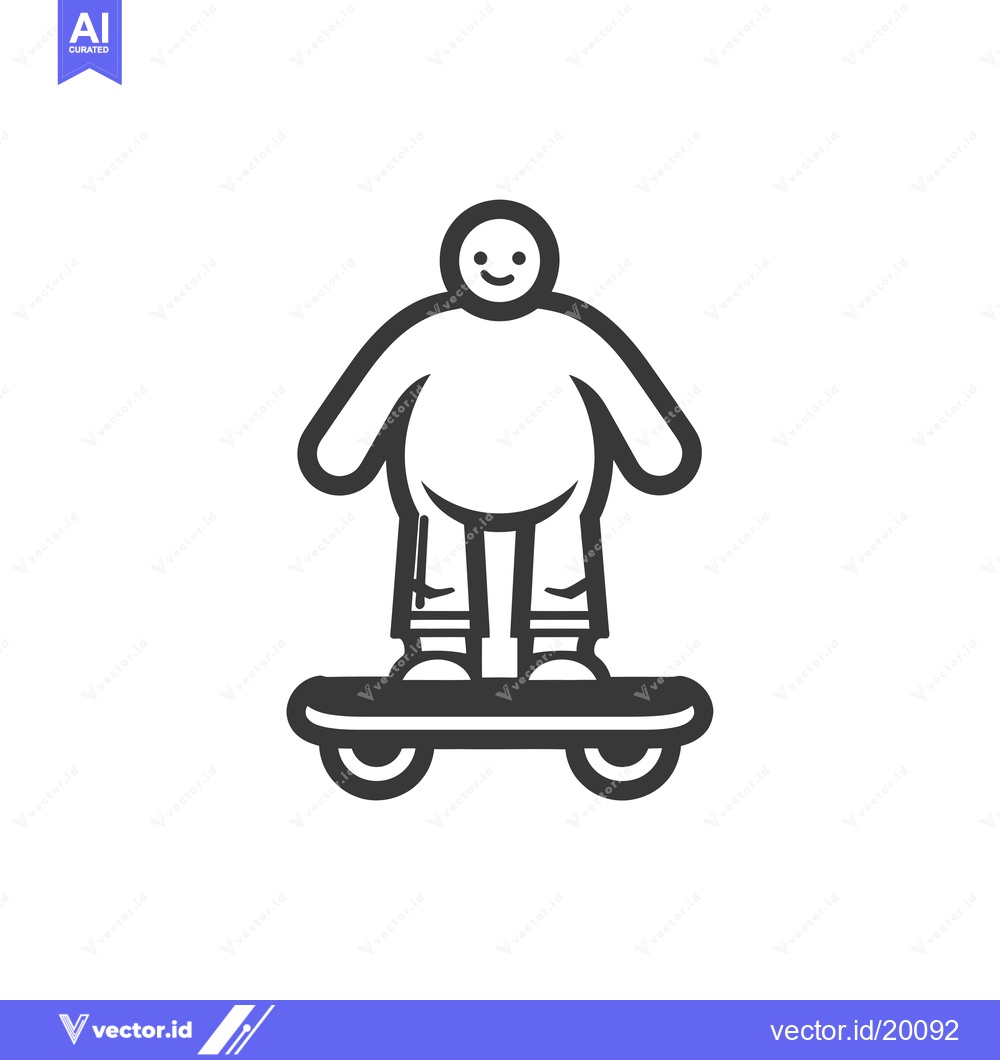 Premium Vector of A smiling, round-bodied person riding a skateboard