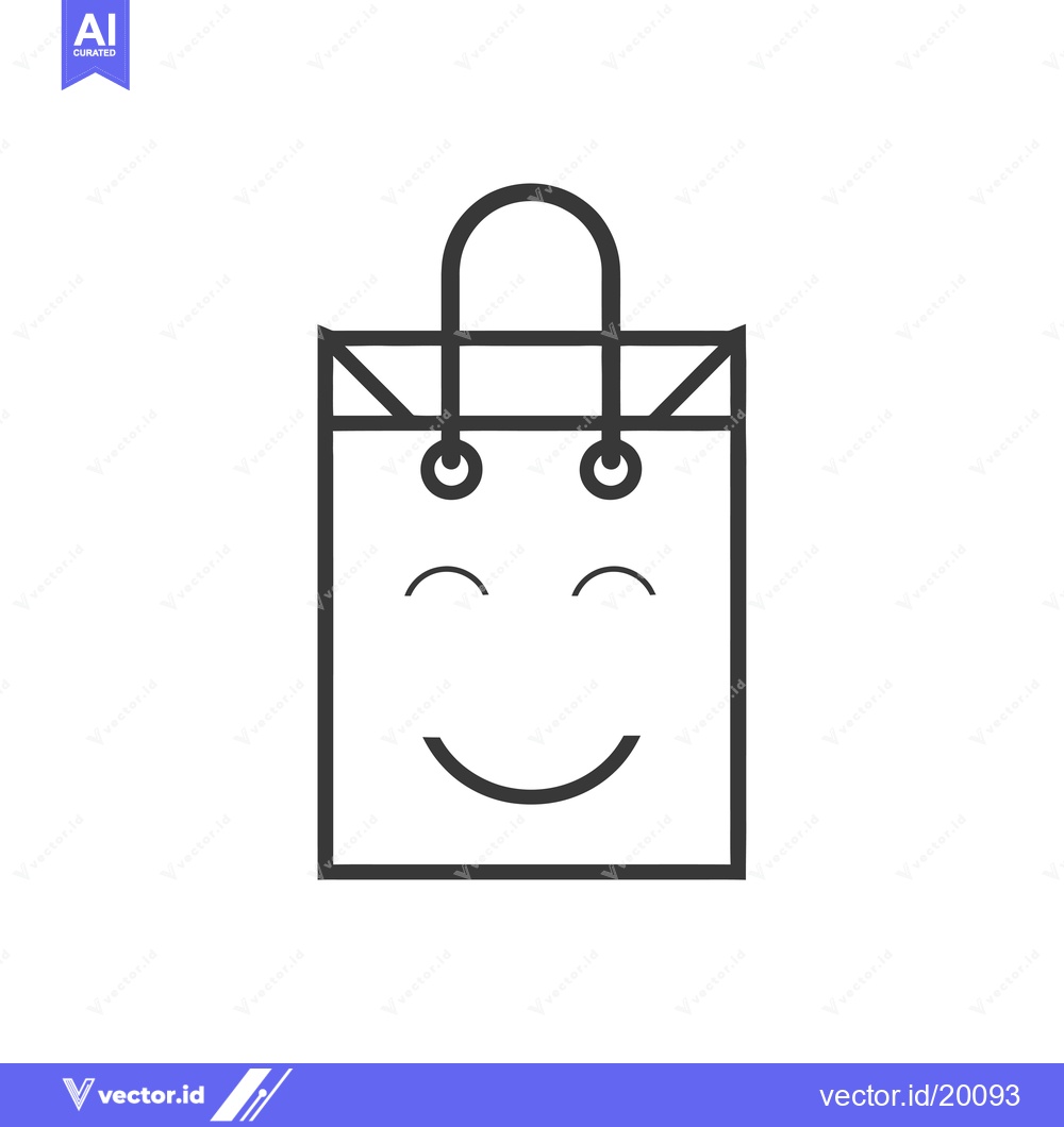 Premium Vector of A smiling shopping bag with a handle