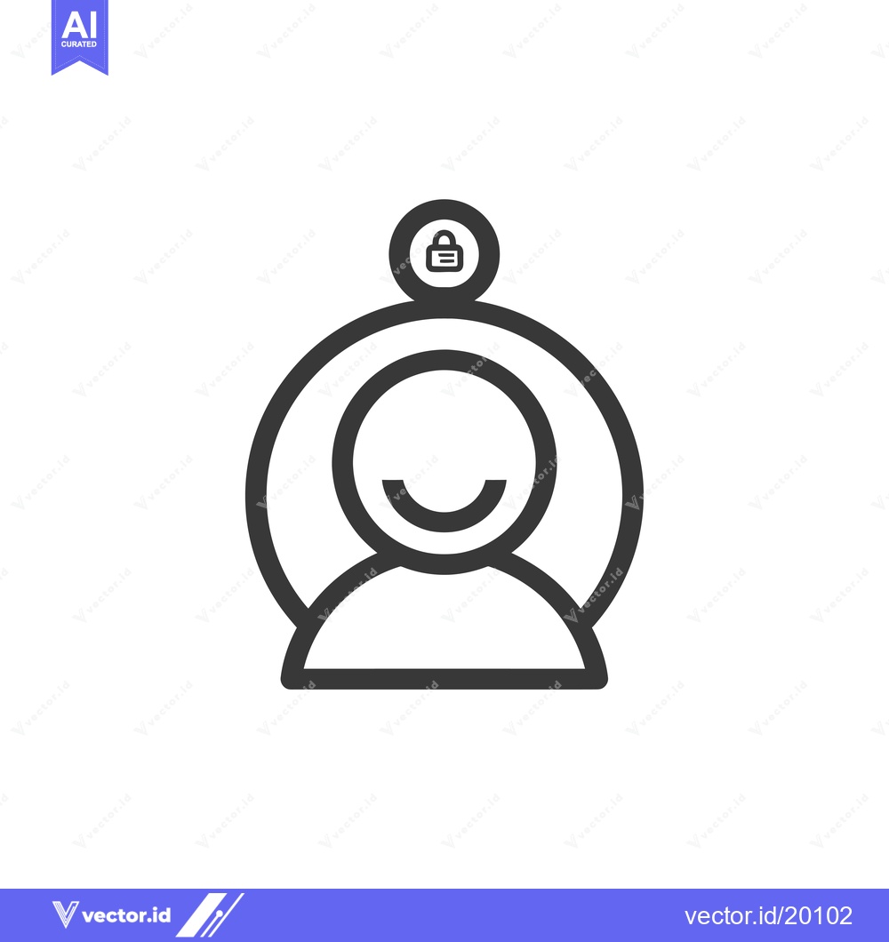 Premium Vector dari A smiling user icon with a padlock above it, signifying secure user ac