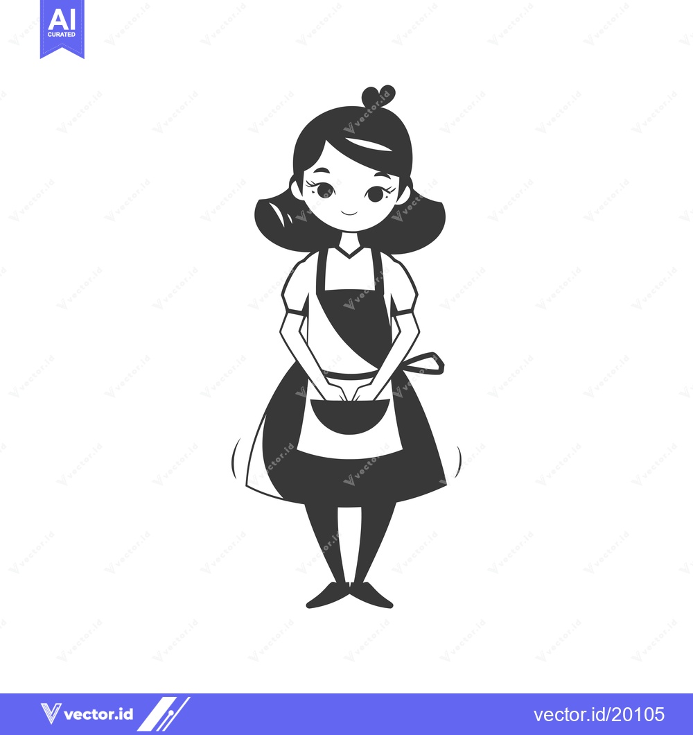 Premium Vector dari A smiling woman wearing an apron and holding a bowl