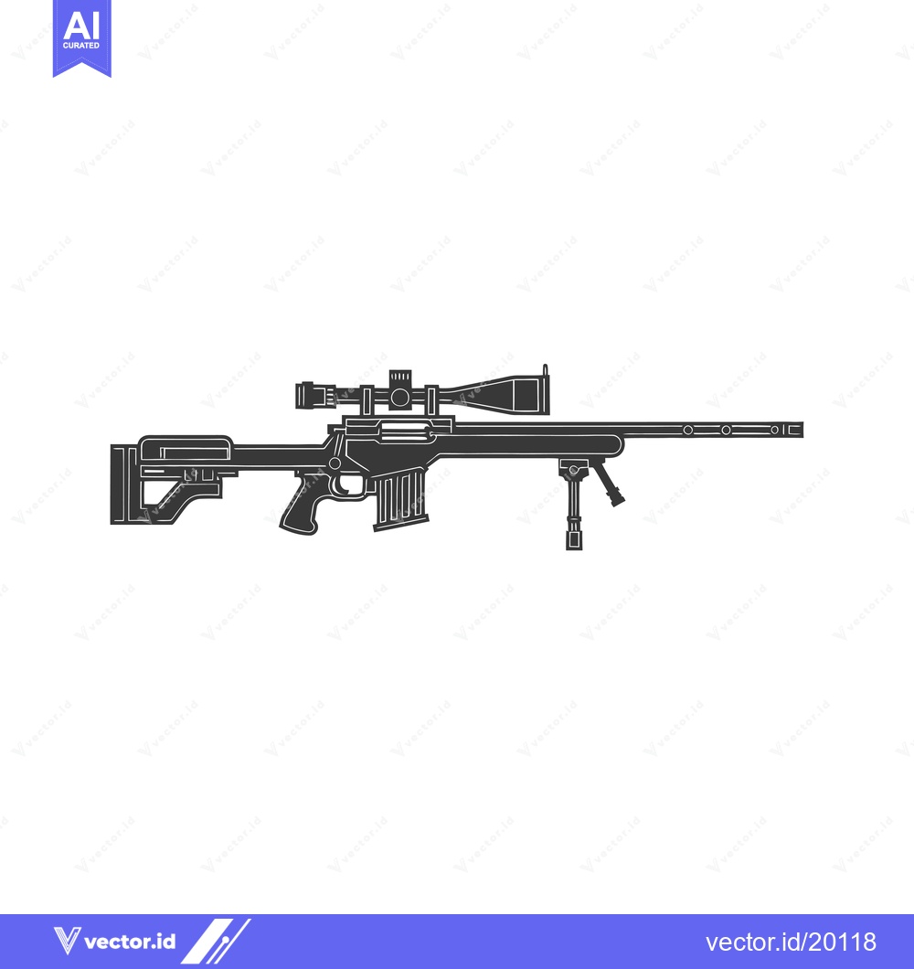 Premium Vector of A Sniper Rifle With a Scope and Bipod