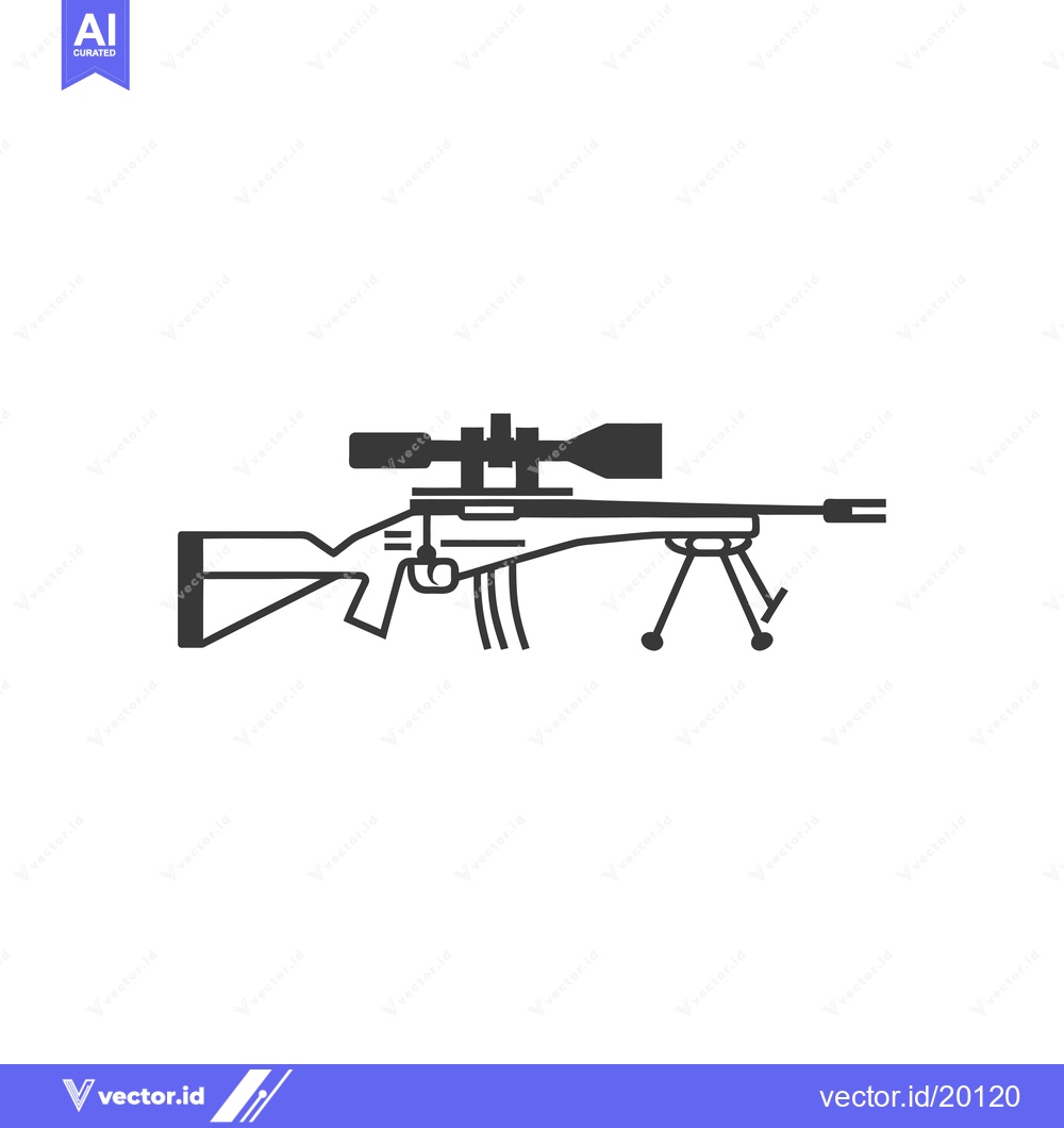 Premium Vector dari A Sniper Rifle With Scope And Bipod In Black And White