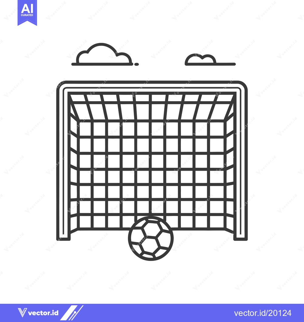Premium Vector dari A Soccer Ball In Front of a Goalpost