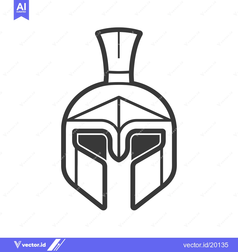 Premium Vector of A Spartan helmet outline on a white background