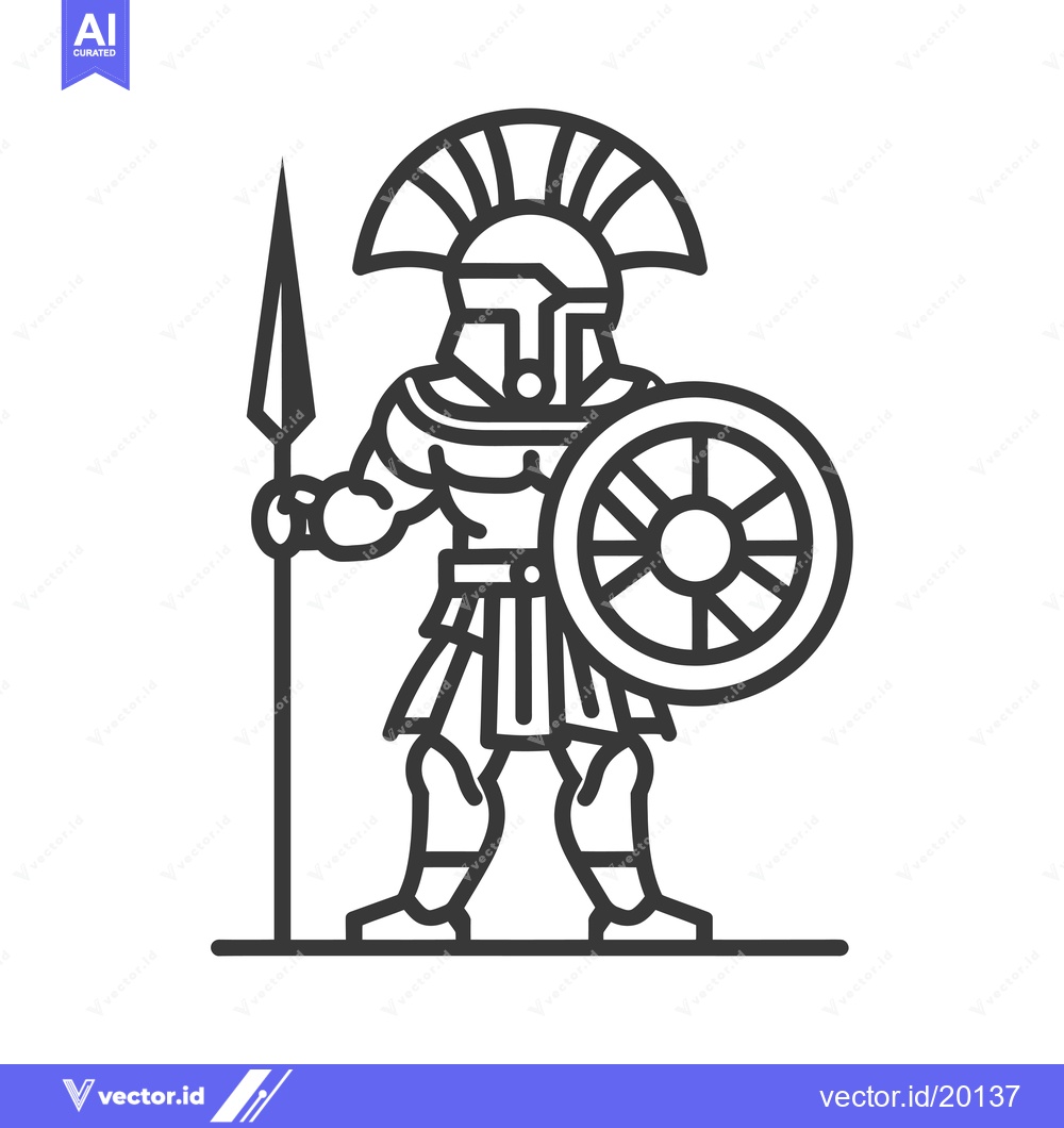 Premium Vector dari A Spartan Warrior Holding a Spear and Shield
