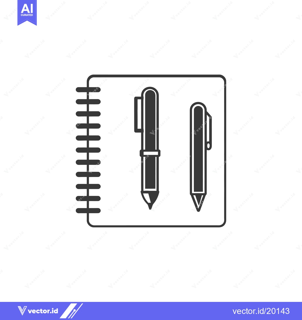 Premium Vector dari A Spiral Notebook With Two Pens Inside