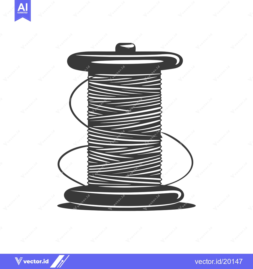 Premium Vector dari A spool of thread with a loose end on a white background