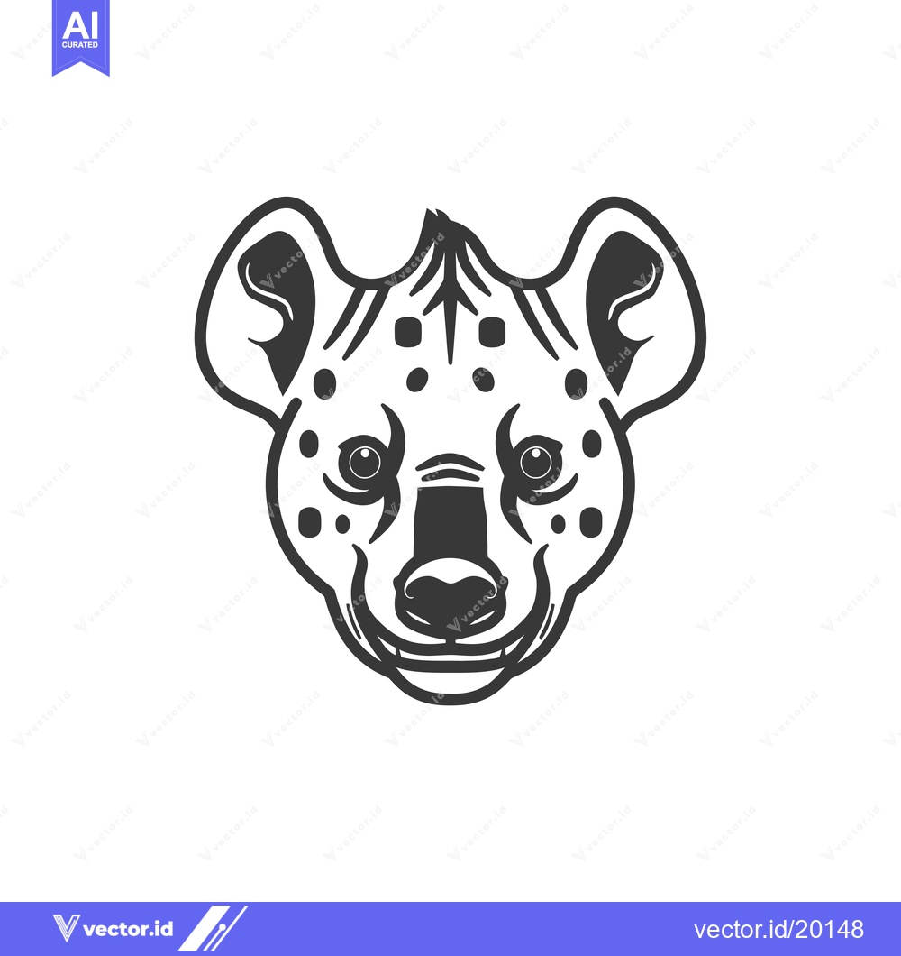 Premium Vector of A Spotted Hyena's Head with Open Mouth